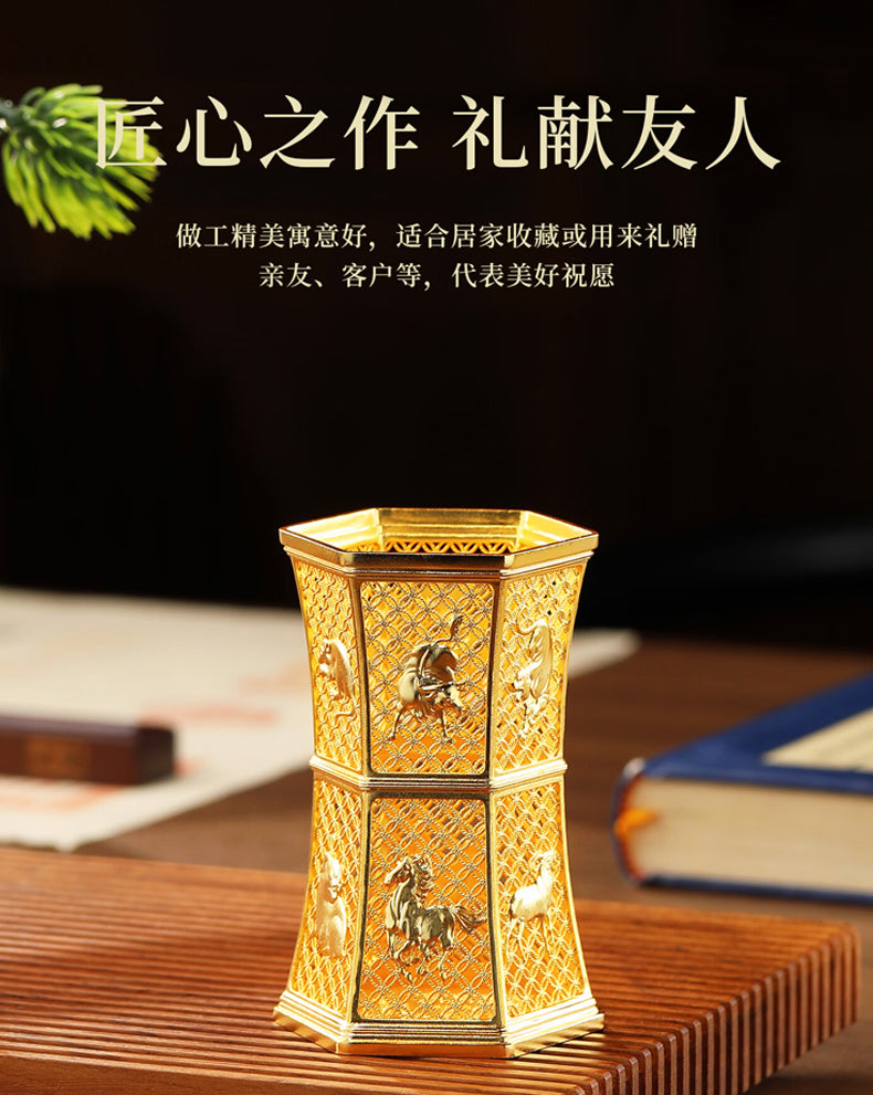 『真步堂』十二生肖花絲筆筒